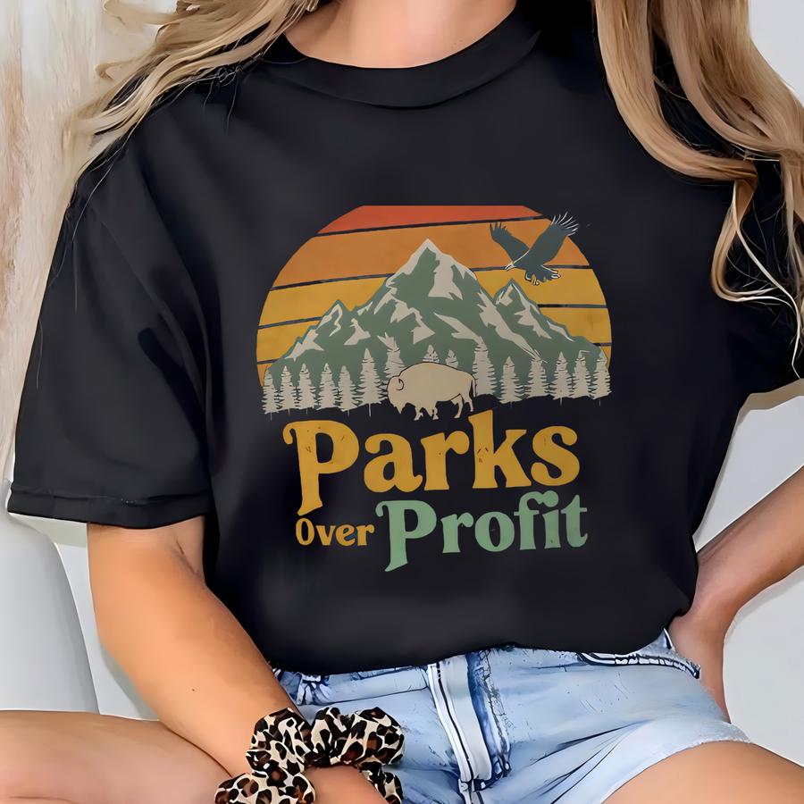 Retro Parks Over Profit Outdoors Shirt, National Park Bison Tee, Save Nature Sweatshirt Hoodie T-shirt