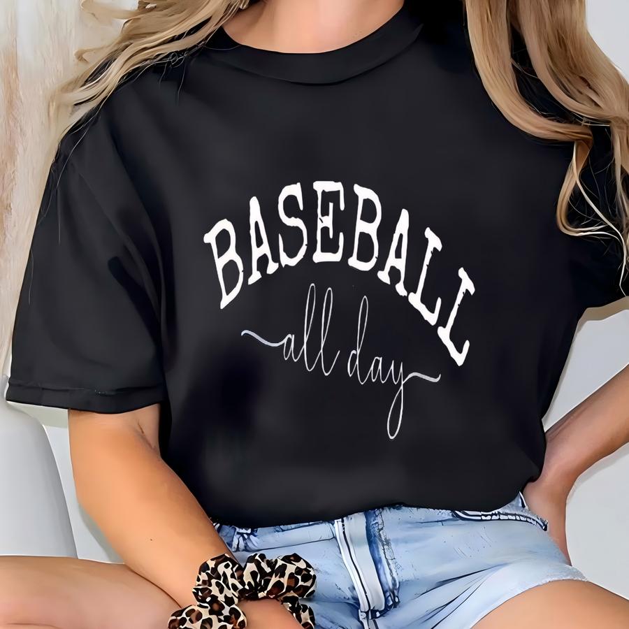 Baseball All Day Garment-dyed Tank Top Women's Baseball Tee Cute Baseball Mom Tank Ballpark Mama Summer Tank For Baseball Fan T-shirt