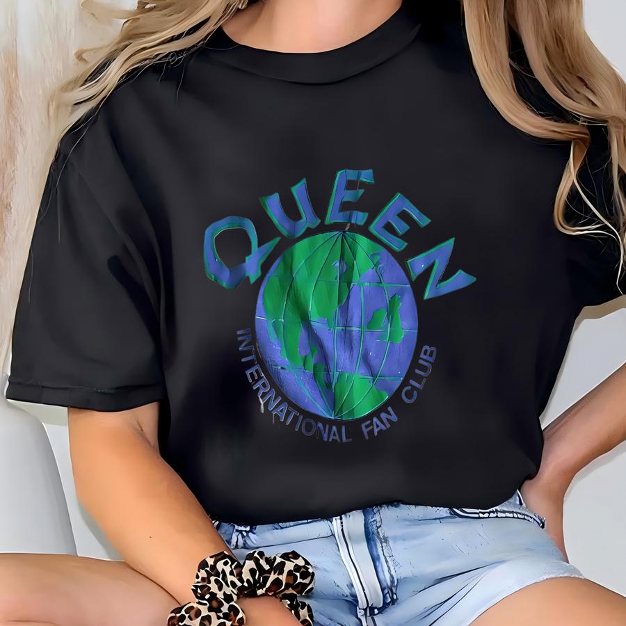 Vtg 80s Queen International Fan Club Single Stitch Rock Band Hoodie Top Tee Xl T-shirt