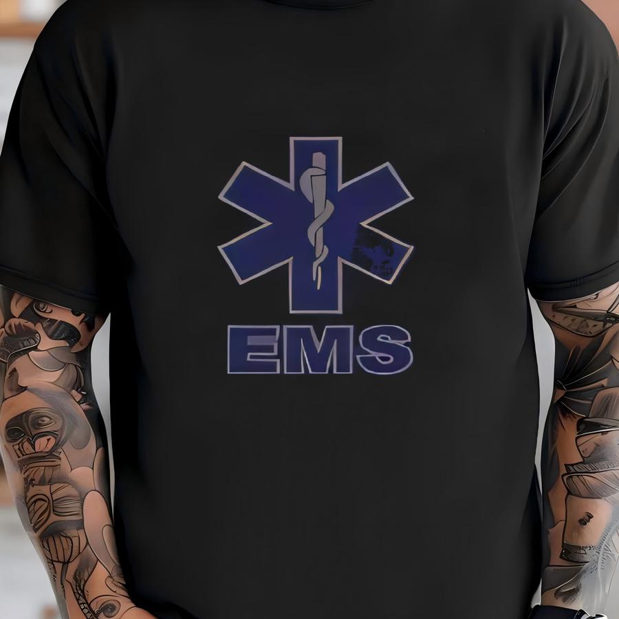 Ems (customizable Text) Dark Gray On Navy - Short Sve Moisture Wicking Shirts T-shirt