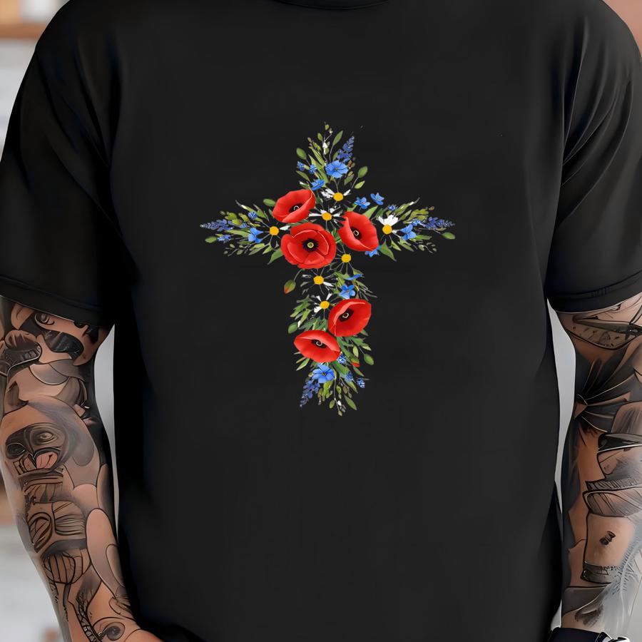 America Needs Jesus Hoodie, Christian Floral Cross Patriotic Coquette, American Floral Cross, Christian 4th Of July, Independence Dayjul015 T-shirt