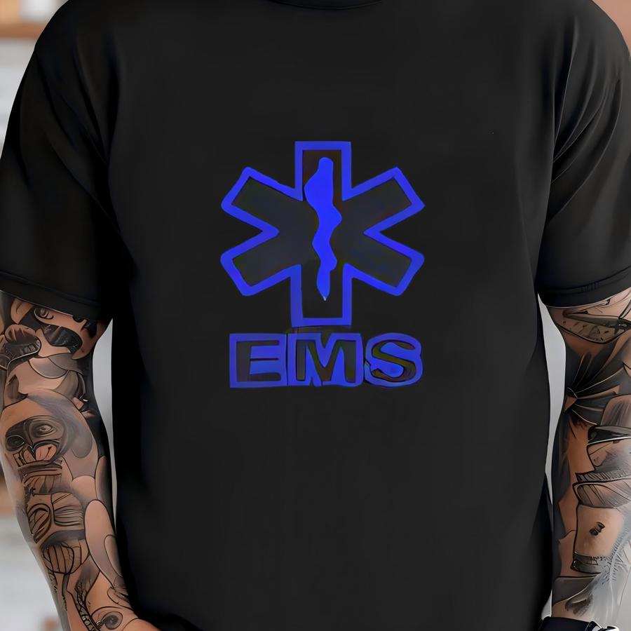 Ems (customizable) Blue On Black - Short Sve Moisture Wicking Shirts T-shirt