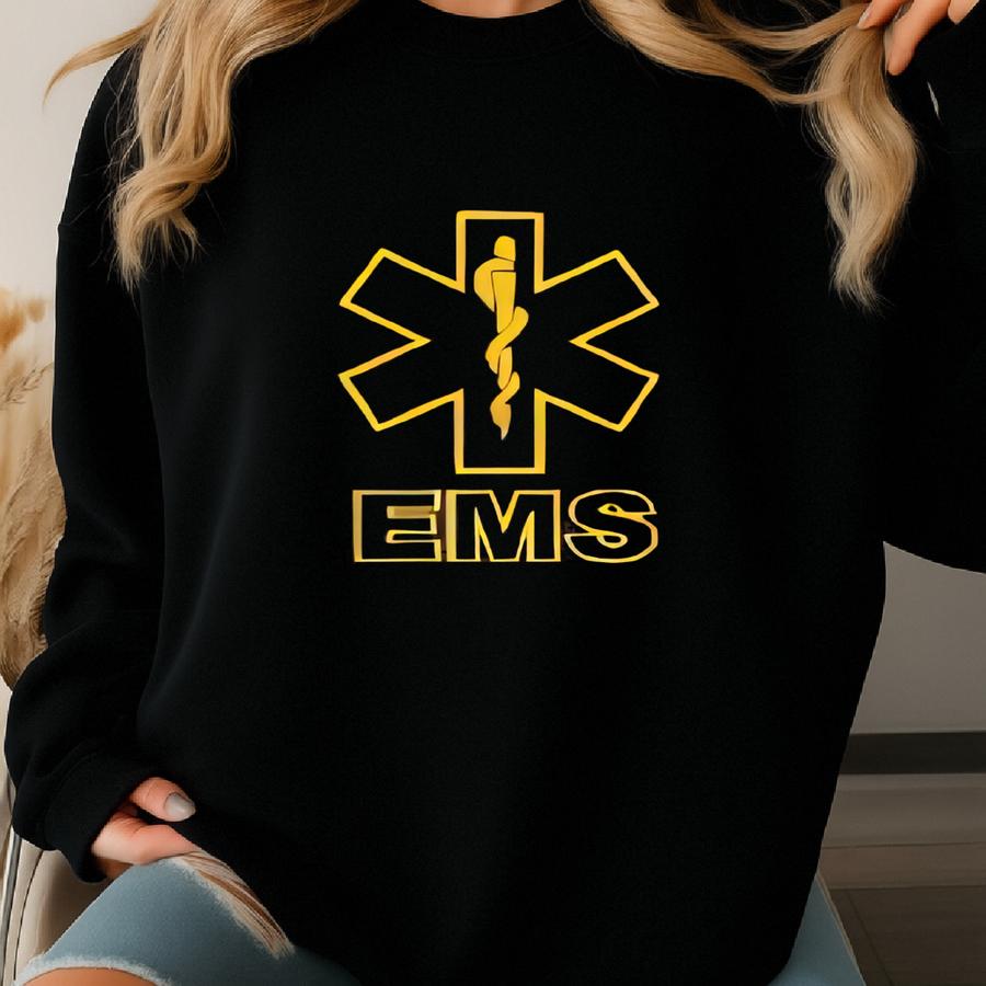 Ems (customizable) Yellow On Black - Short Sve Moisture Wicking Shirts Sweatshirt