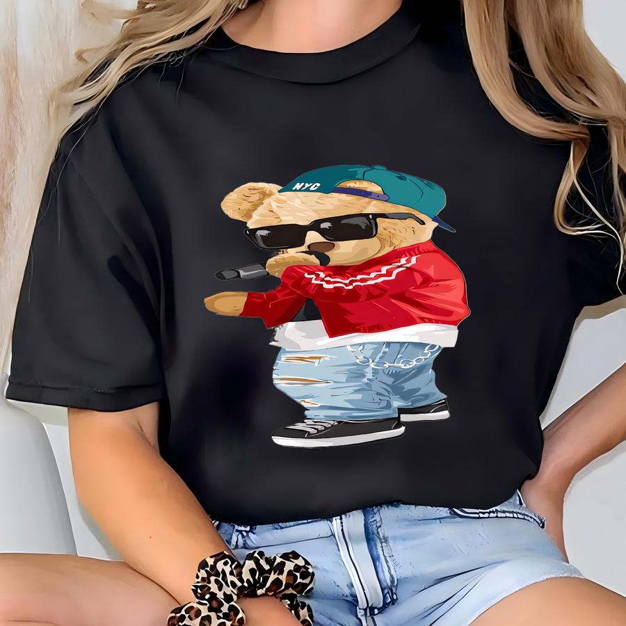 Rapper Teddy Bear Kids Hoodie: Hip Hop Style T-shirt