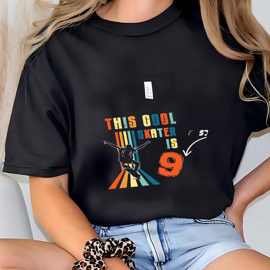 Skater Birthday Shirt Custom Age Skateboarder Tee For Boys, Retro Skateboarding Birthday Hoodie, Personalized Skateboarding Gift T-shirt