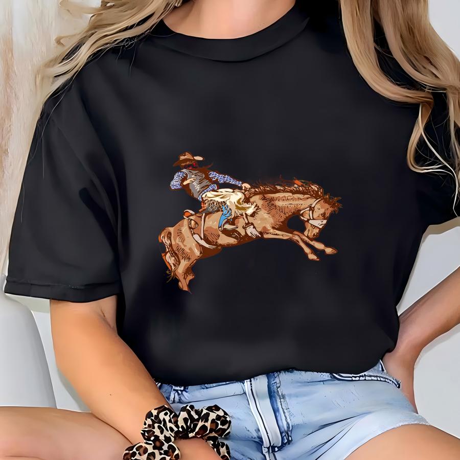 Gone Country Cowboy Shirt – Retro Rodeo Bronco Graphic Hoodie, Hoodie, Sweatshirt, Long Sve, Vintage Western Gift For Him Skuc 7 T-shirt