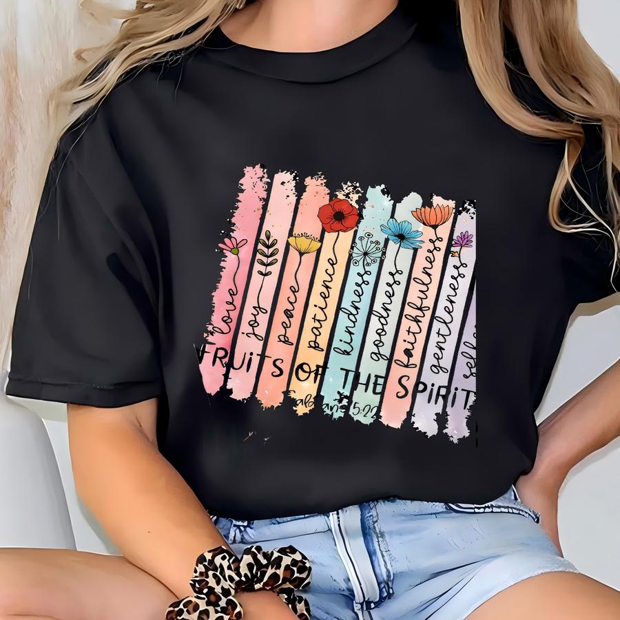 The Fruits Of The Spirit Tee, Christian Tee, Women Religious Gift, Floral Christian Tee, Bible Verse Tee, Faith Tee T-shirt