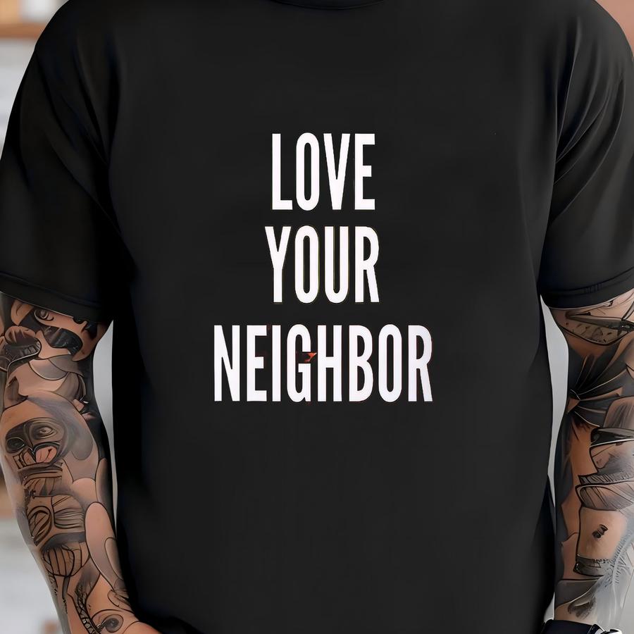 Love Your Neighbor Christian Tee | Reggae Colors Faith Shirt | Garment Dyed Bible Verse Hoodie For Christ Followers | Bold Catholic Apparel T-shirt