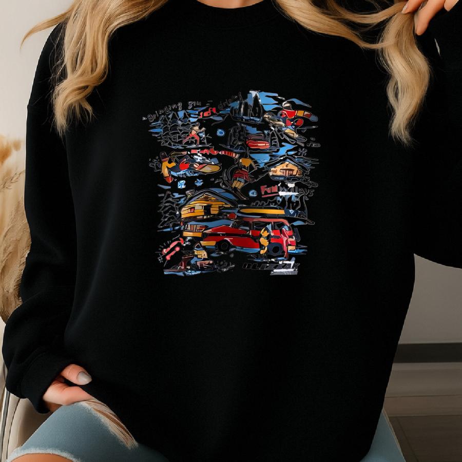 Vintage 90s Ski Sweatshirt Cute Graphics Crewneck Ski Sweater Pullover Streewear Sportswear Style Nice White Colour Size Large Sweatshirt