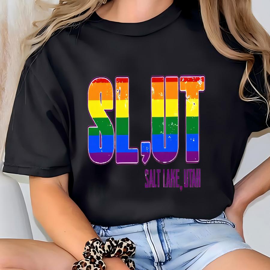 Sl,ut - Salt Lake Utah Lgbt Pride Rainbow Funny Shirt T-shirt