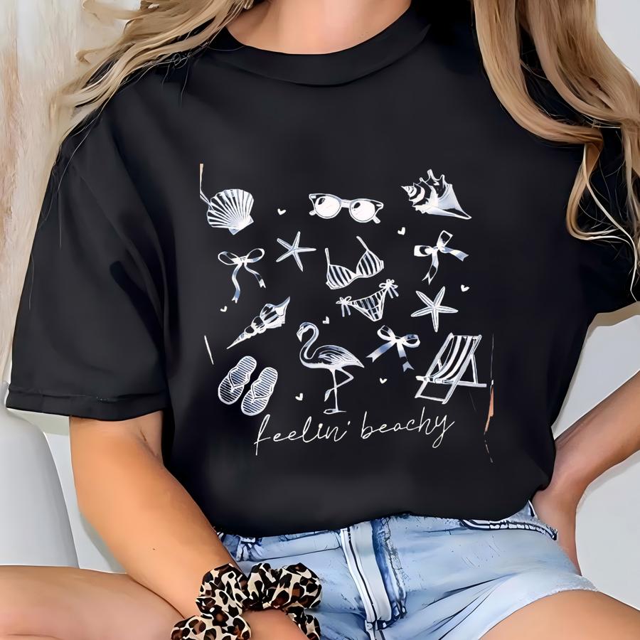 Feeling Beachy Hoodie, Retro Summer Beach Shirt, Cute Summer Streetwear Shirt, Beach Vibes Shirt, Al Holiday Shirt T-shirt