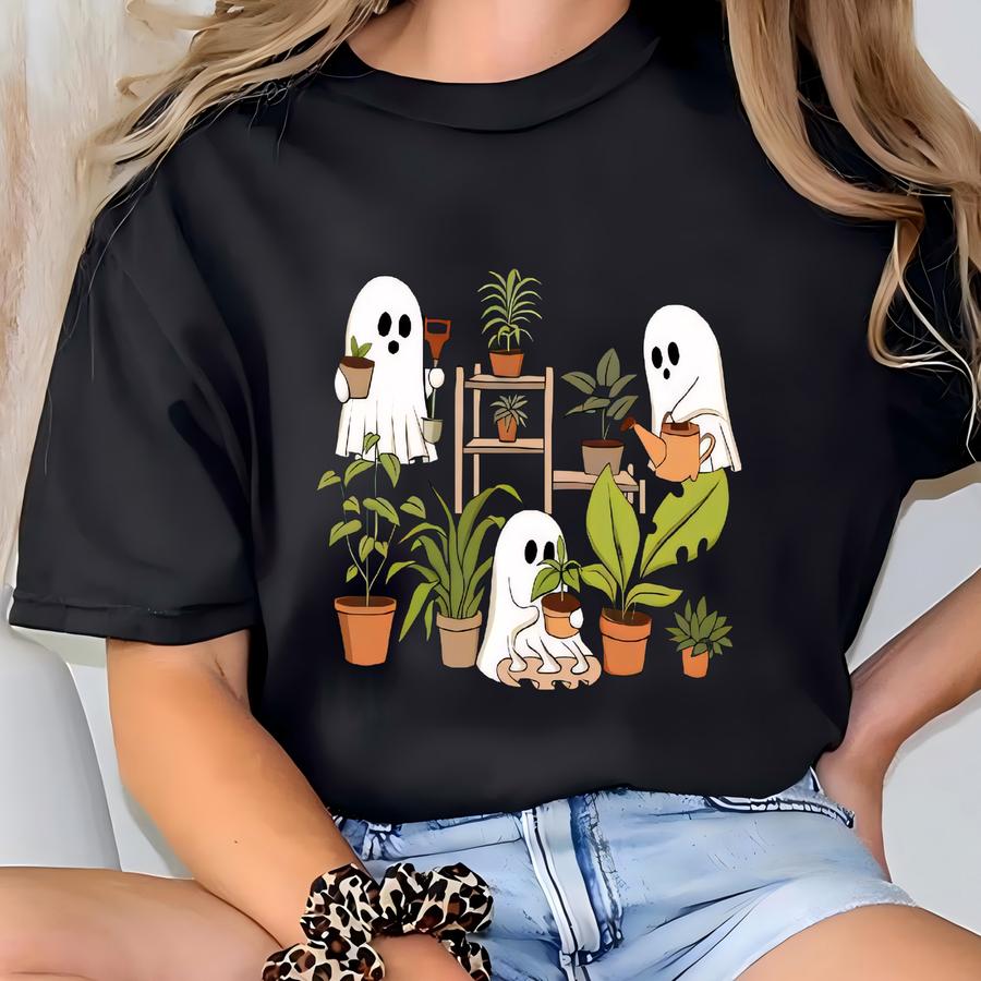 Womens Ghost Plant Sweatshirt, Plant Lover Halloween Sweatshirt, Plant Mom Sweatshirt, Ghost Halloween Gift, Fall Flowers Lover Gift Shirt T-shirt
