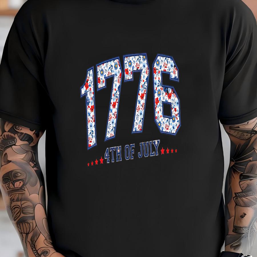 1776 Floral Varsity Patriotic 4th Of July Sweatshirt, Floral American Flag Hoodie, Floral Usa Shirt, Patriotic Shirts, Varsity Usa -jul017 T-shirt
