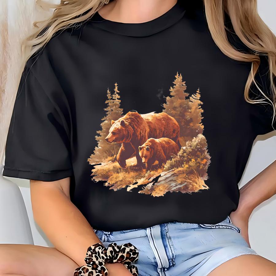 Vintage Grizzly Bear Sweatshirt Wildlife Inspired Outdoor Apparel Cozy Nature Lover Crewneck T-shirt