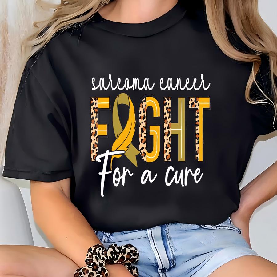 Sarcoma Cancer Awareness Shirt, Fight For A Cure, Yellow Ribbon Shirt, Sarcoma Cancer Gift, Cancer Warrior Shirt, Bone Cure, Survivor Gift T-shirt