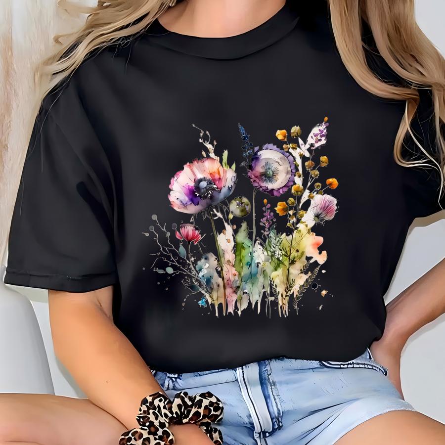 Boho Cottagecore Tshirt, Wildflowers T Shirt, Vintage Pressed Flowers Shirt, Botanical Floral Tee, Gift For Gardener, Fairycore Gift Shirt T-shirt