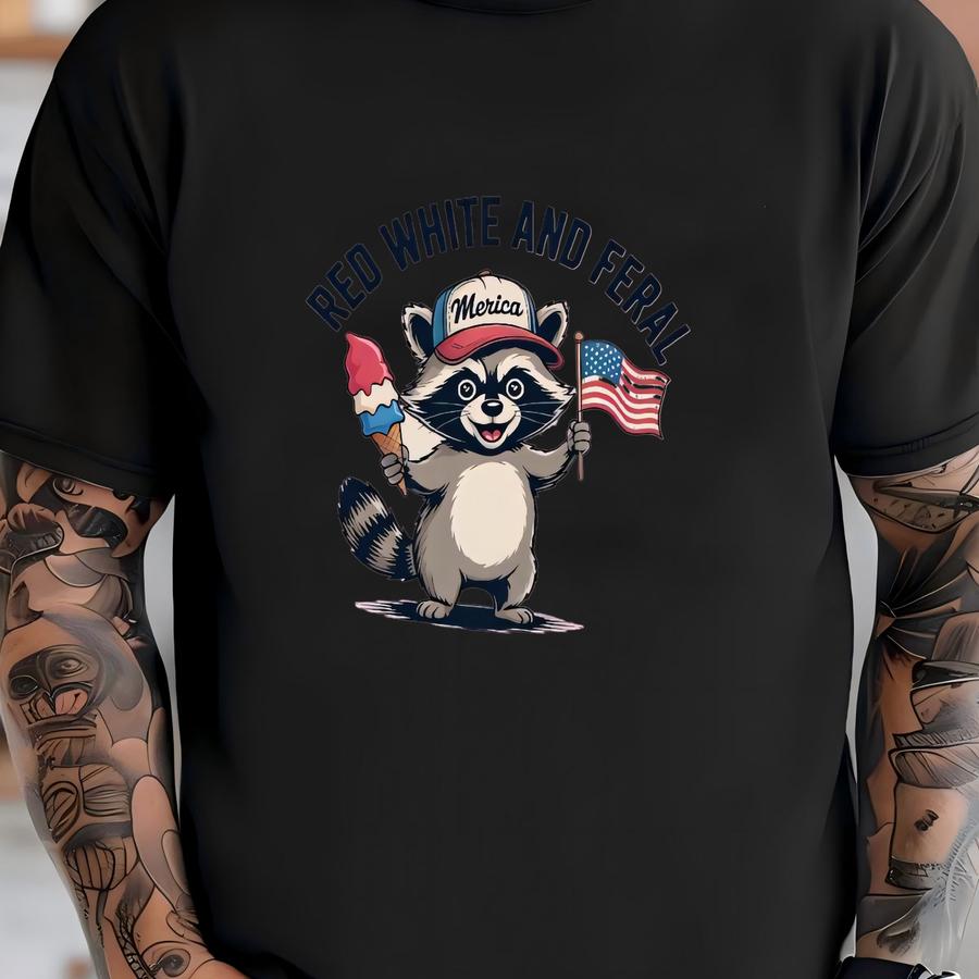 Raccoon Merica And Free Meme Funny Shirt, 4th Of July Hoodie, American Girl Summer Shirt, Ice Cream Lover Shirt T-shirt