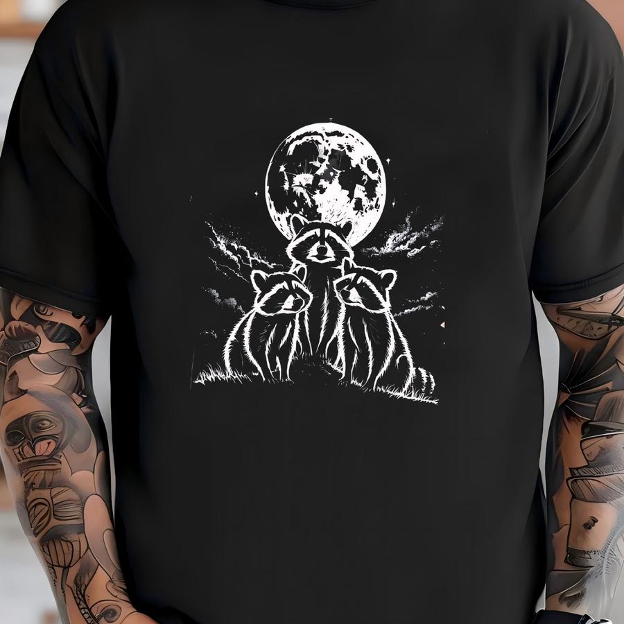 Vintage Three Raccoons Bootleg 90s Shirt, Raccoon Retro Hoodie, Funny Raccon Tee, Oversized Raccoon Moon Hoodie, For Her T-shirt