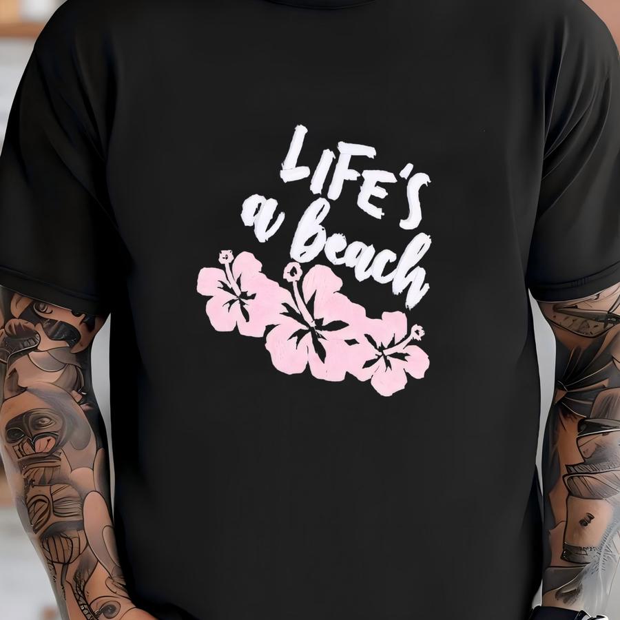 Beach Hat Hibiscus Tropical Flower Custom Text Baseball Cap, Name Saying Slogan, Cute Gift Mom Wife Girls Trip Vacation Hawaii T-shirt