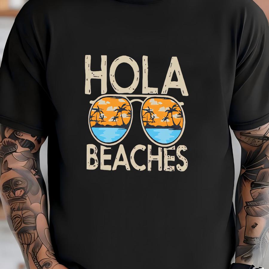 Hola Beaches Summer Retro Style Hoodie, Mexico Vacation Ladies Hoodie, Beach Vacation Shirt, Summer Vacation Tee Shirt, Girls Trip -tc125 T-shirt