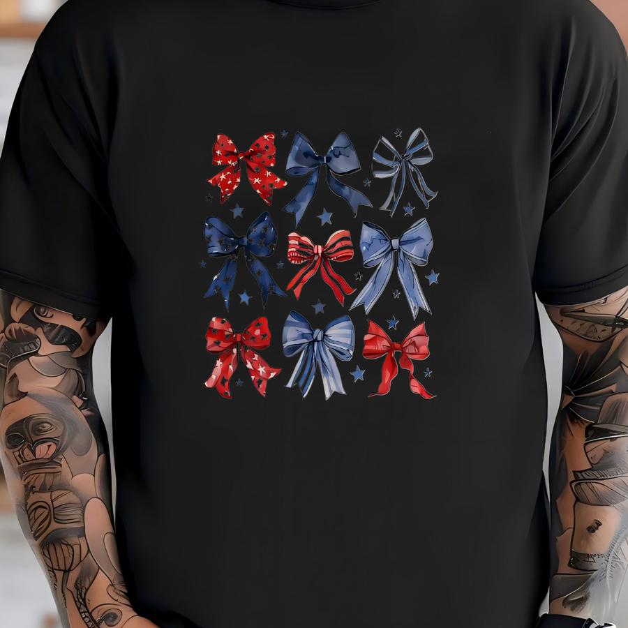 Patriotic Coquette Bow Toddler Shirt - 4th Of July Shirt - Boho Coquette Bows Tee - Cute Fourth Of July Kids Shirt - Southern Girl Clothes T-shirt