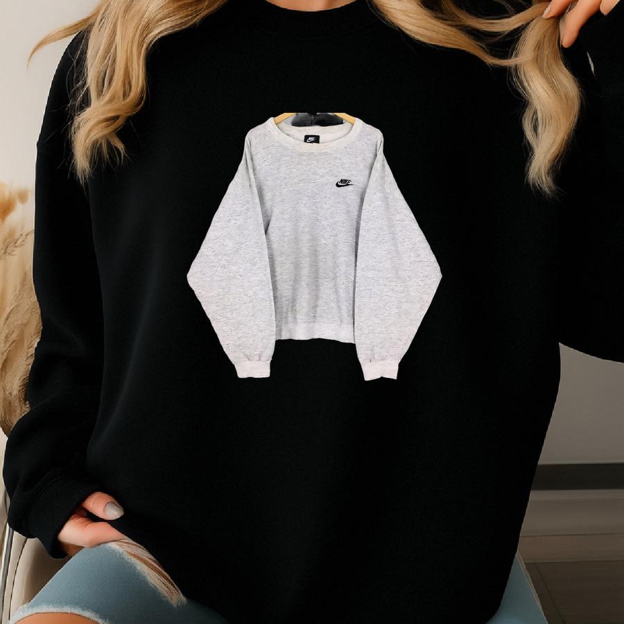 Vintage 1990s Swoosh Boxy Sweatshirt  Swoosh Logo Crewneck Usa Jumper Sportswear Gray Sweater Size Xl Sweatshirt