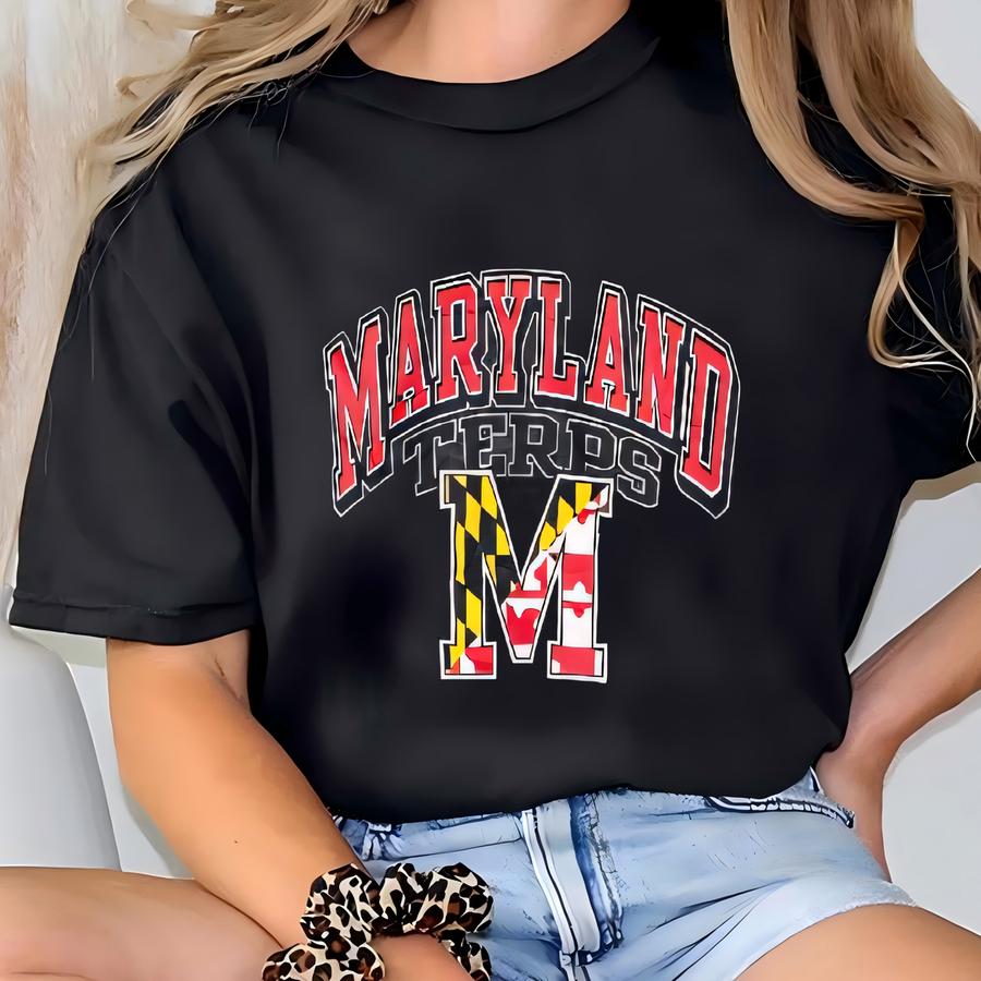 Vintage Distressed Ncaa University Of Maryland ‘terrapins’ Crewneck Sweatshirt Print Logo Grey Color Men’s L T-shirt