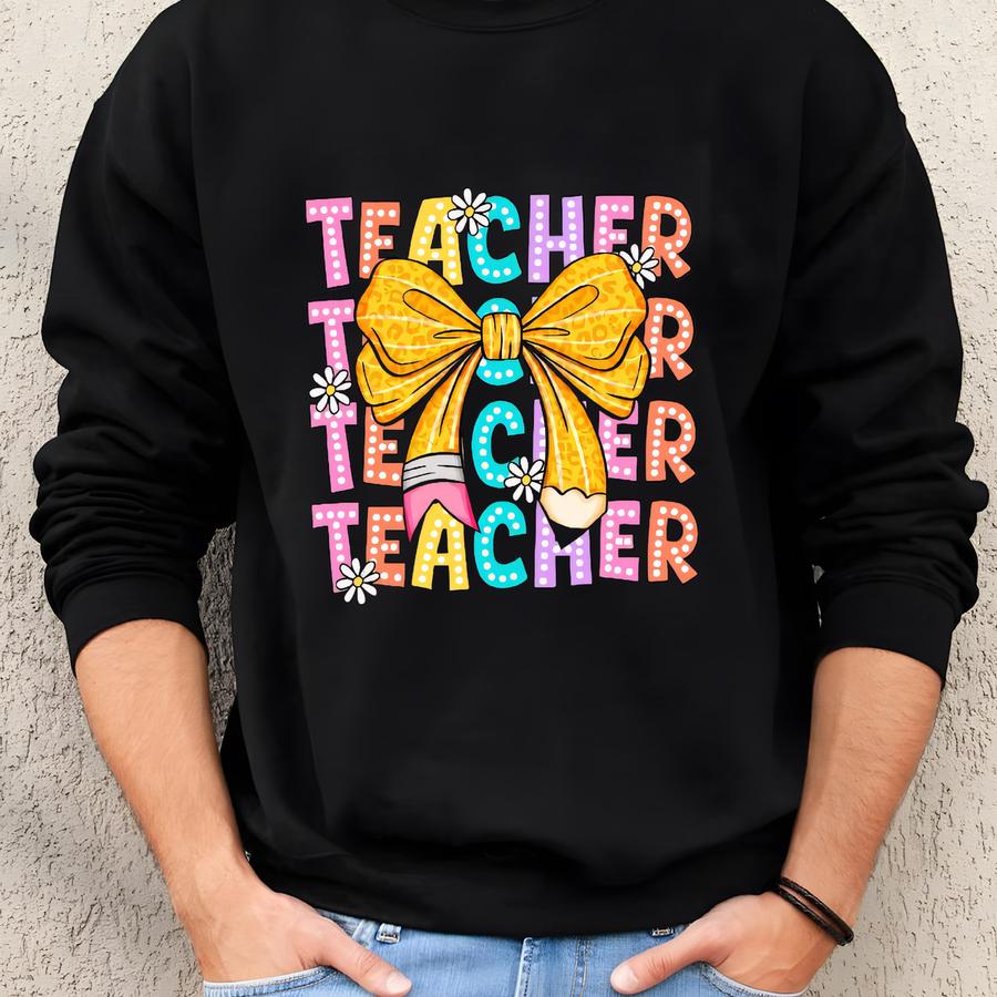 Teacher Coquette Pencil Shirt: Back To School Gift Sweatshirt