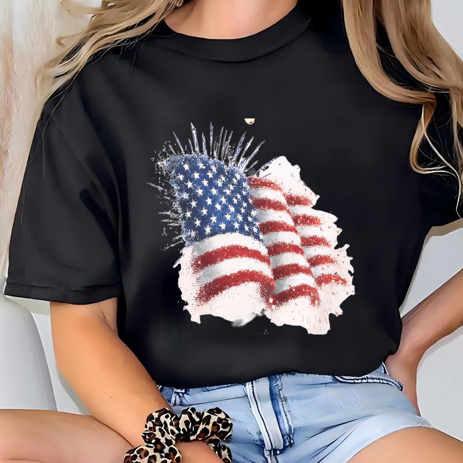 Usa Flag Fireworks Sweatshirt, 4th Of July Sweatshirt, Usa Shirt, Womens 4th Of July, America Shirt, 4th Of July, Patriotic Shirt T-shirt