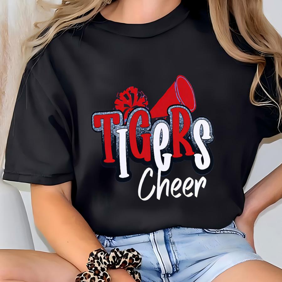 Custom Tigers Cheer Team Shirt, School Spirit Shirt, Personalized Cheer Shirt, Cheerleading Tee, Cheer Compeon Gift, Matching Tees T-shirt
