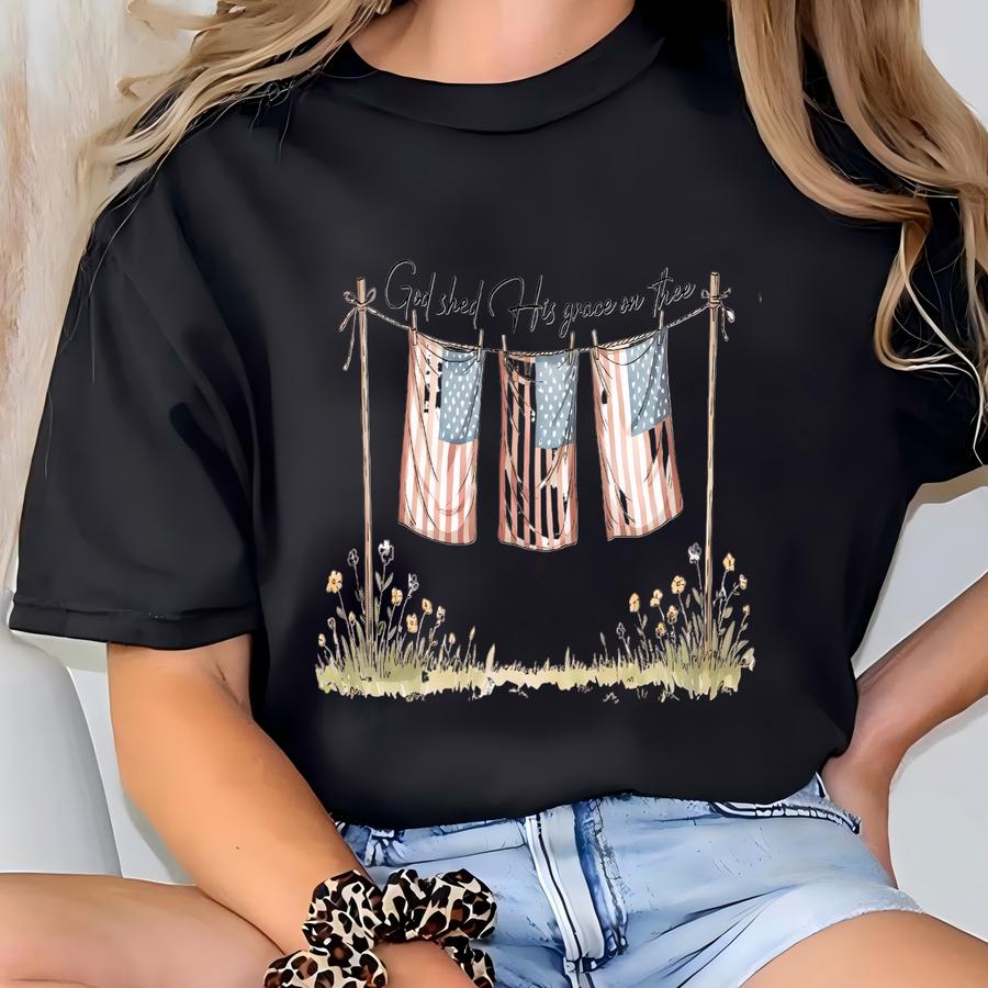 God Shed His Grace On Thee Shirt, Christian 4th Of July Shirt, Independence Day Shirt, July 4th Shirt, Funny July 4th Shirt T-shirt