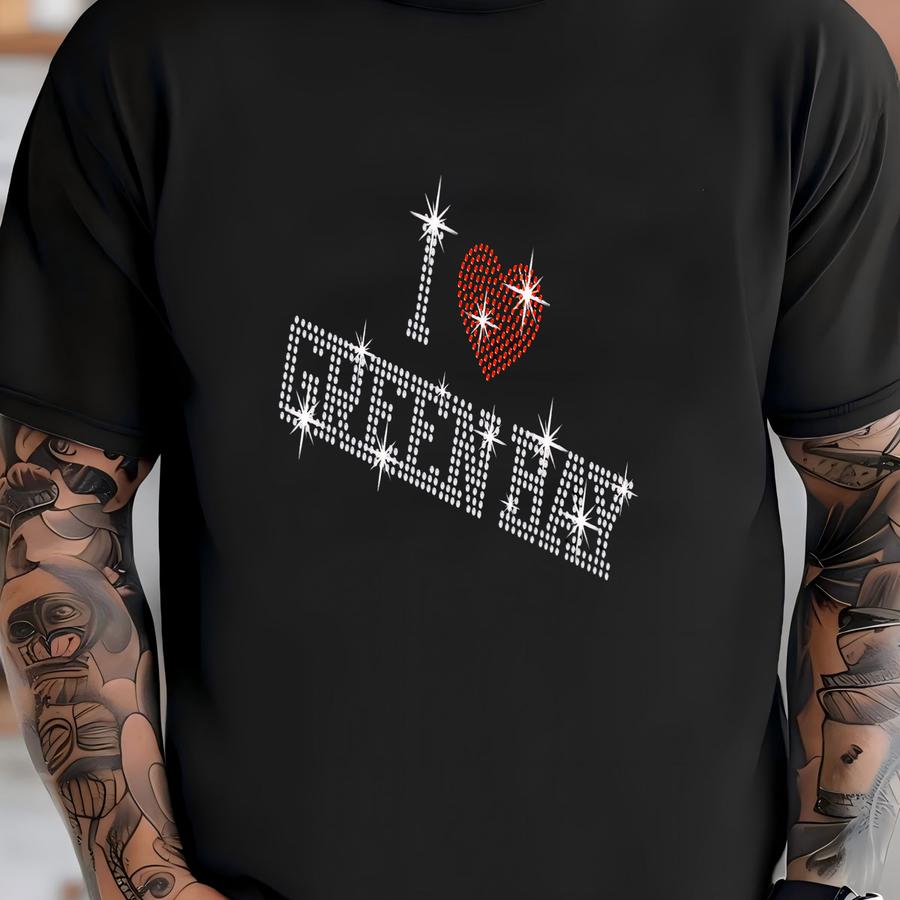 Rhinestone Green Bay Hat: Sparkly Game Day  T-shirt