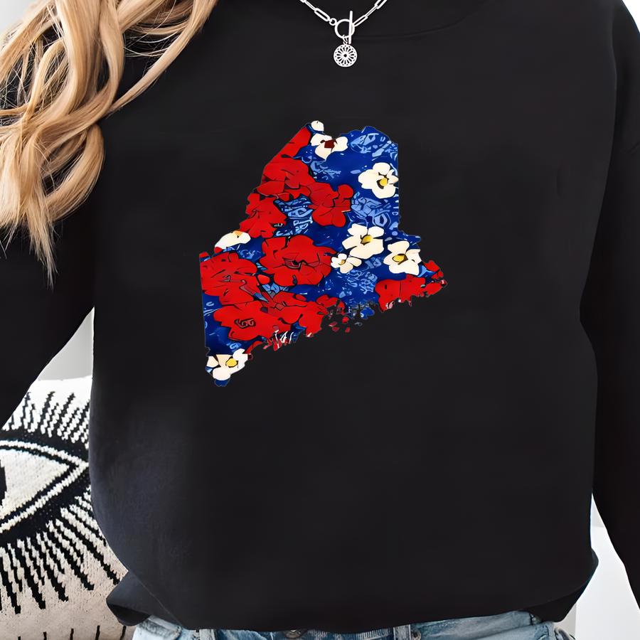 Maine Favorite Shirt, Maine State Map Shirt, Maine Gift T-shirt, Maine Home Shirt, Usa States Shirt, Home State Shirts. 4th July Shirt Sweatshirt