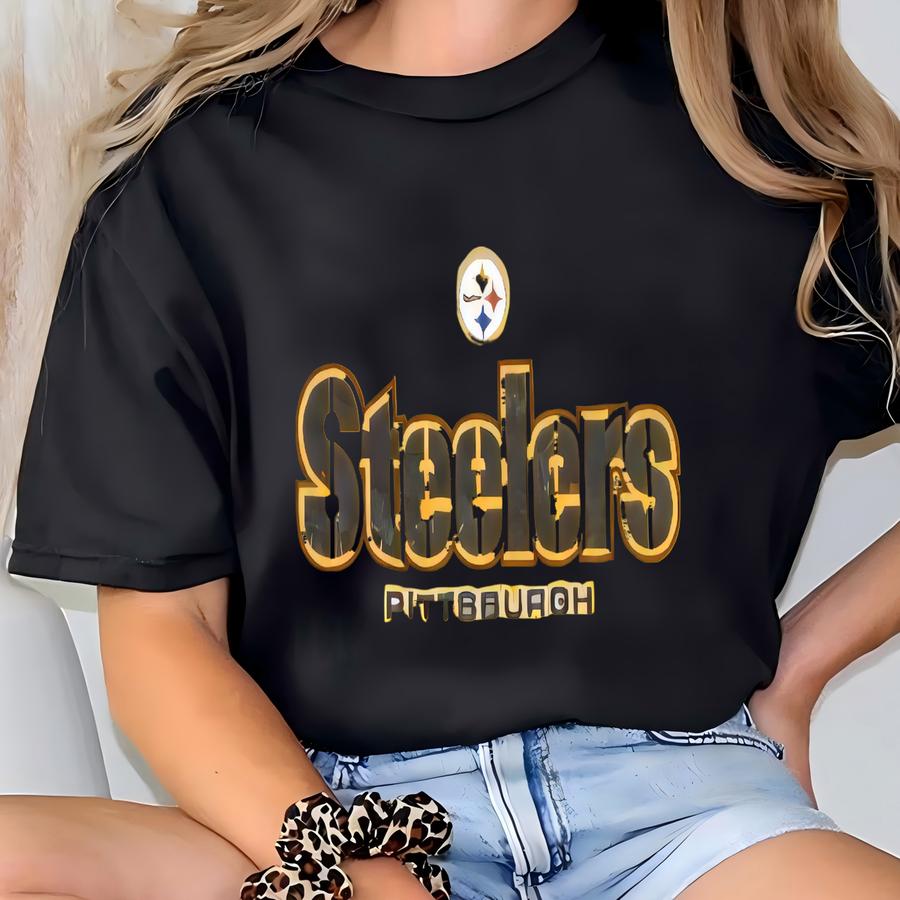 Vintage Pittsburgh Steelers T Shirt Tee Size Large L Football Steel Curtains Pennsylvania 1990s 90s T-shirt