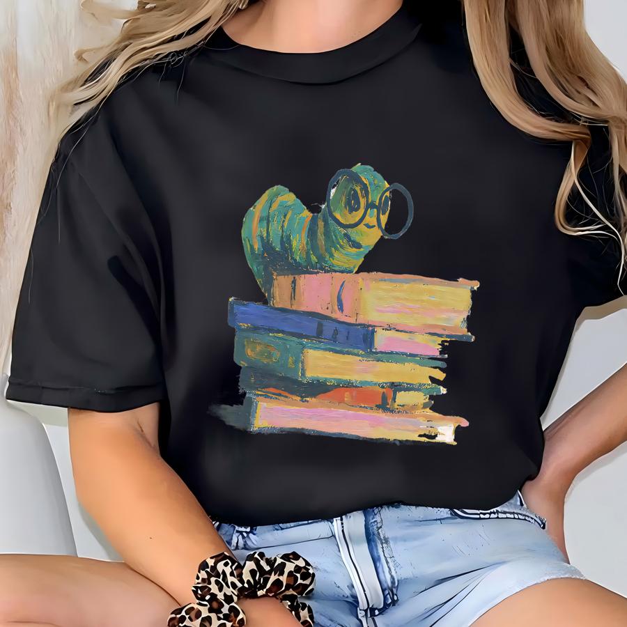 Cute Bookworm Sweatshirt Cozy Reading Shirt Literary Inspired Crewneck Book Lover Apparel T-shirt