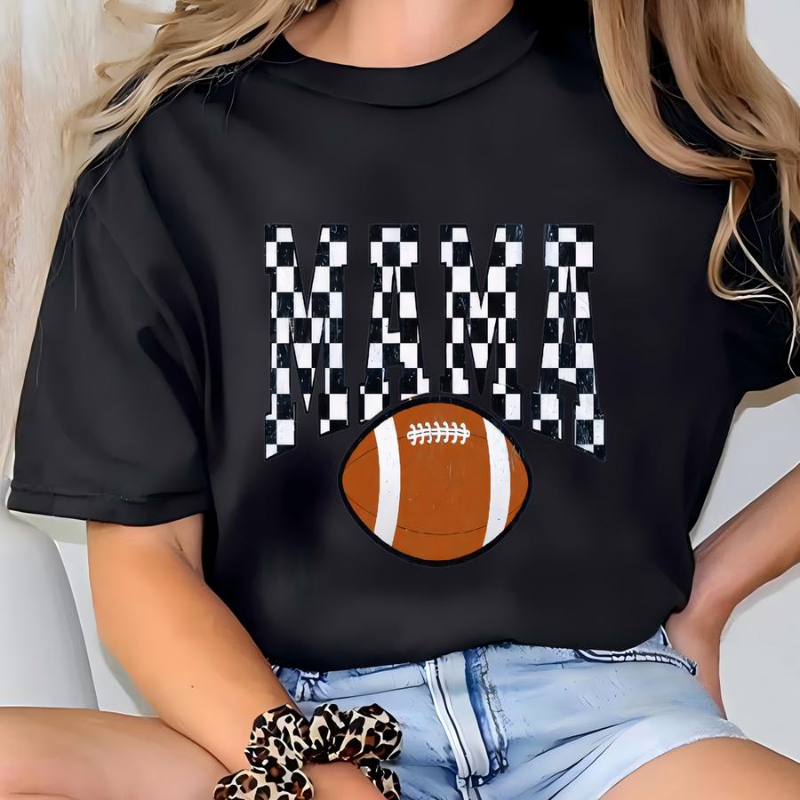 Football Mama Shirt Checkered Football Mama Tshirt Gift For Mom Vintage Checkered Football Mom Tshirt Varsity Mom T Shirt T-shirt