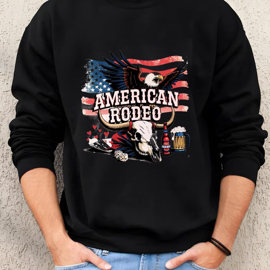 American Rodeo Vintage Shirt, Western Collage 4th Of July Unisex T-shirt, American Girl Summer Tee, Gift For Her Sweatshirt