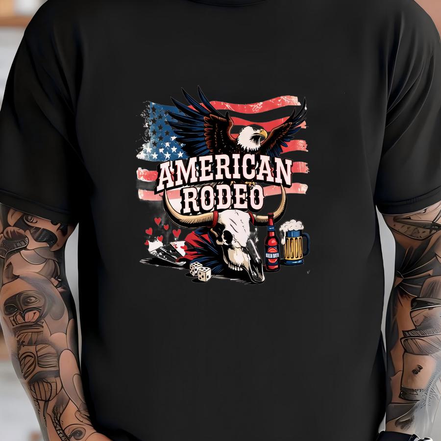 American Rodeo Vintage Shirt, Western Collage 4th Of July Unisex Hoodie, American Girl Summer Tee, Gift For Her T-shirt