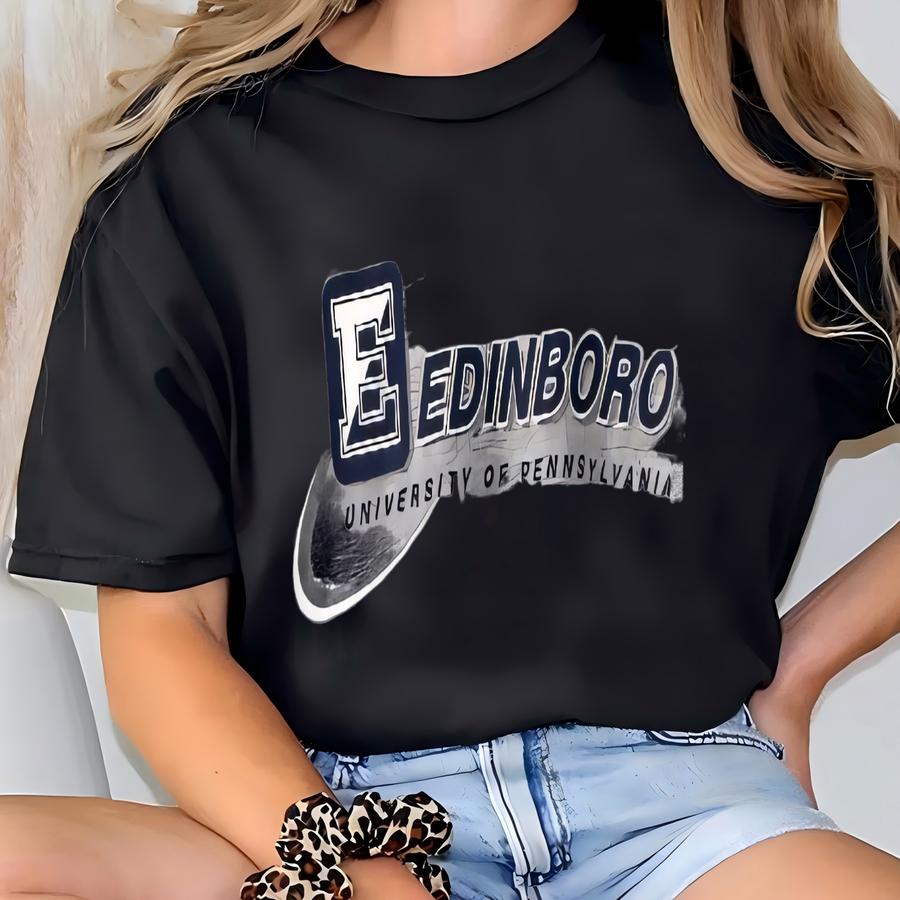 Vintage 90s Edinboro University Sweatshirt Edinboro Crewneck Edinboro Sweater Pullover Edinboro Fighting Scots Print Logo Grey Medium T-shirt