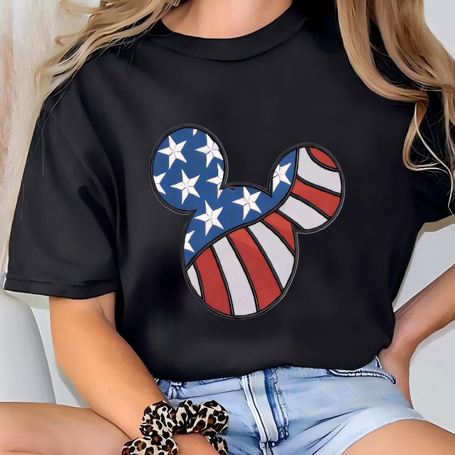 American Flag Mouse Sweatshirt - Patriotic 4th Of July T-shirt