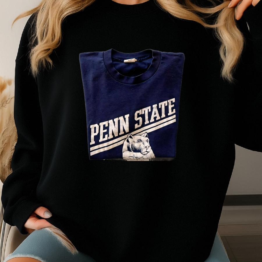 Vintage T-shirt | Penn State University College Pullover Top Shirt Graphic Tee Blue 70's | Size L Sweatshirt