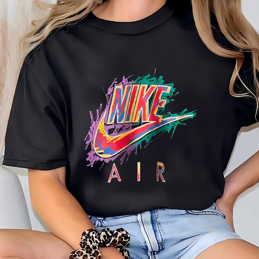 Vintage 90s Air Big Logo Hoodie Swoosh Sweater Pullover Streewear Sportswear Rap Hip Hop Rock Style Nice Black Colour Size Medium T-shirt