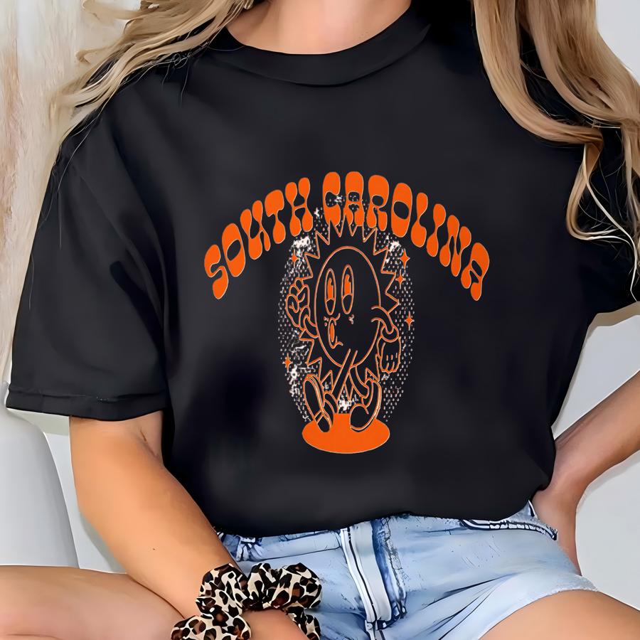 South Carolina Shirt - Free Shipping - Retro Cartoon Sun Character Sc Hoodie, Groovy Cartoon Sun Mascot, South Carolina Graphic Tee Gift T-shirt