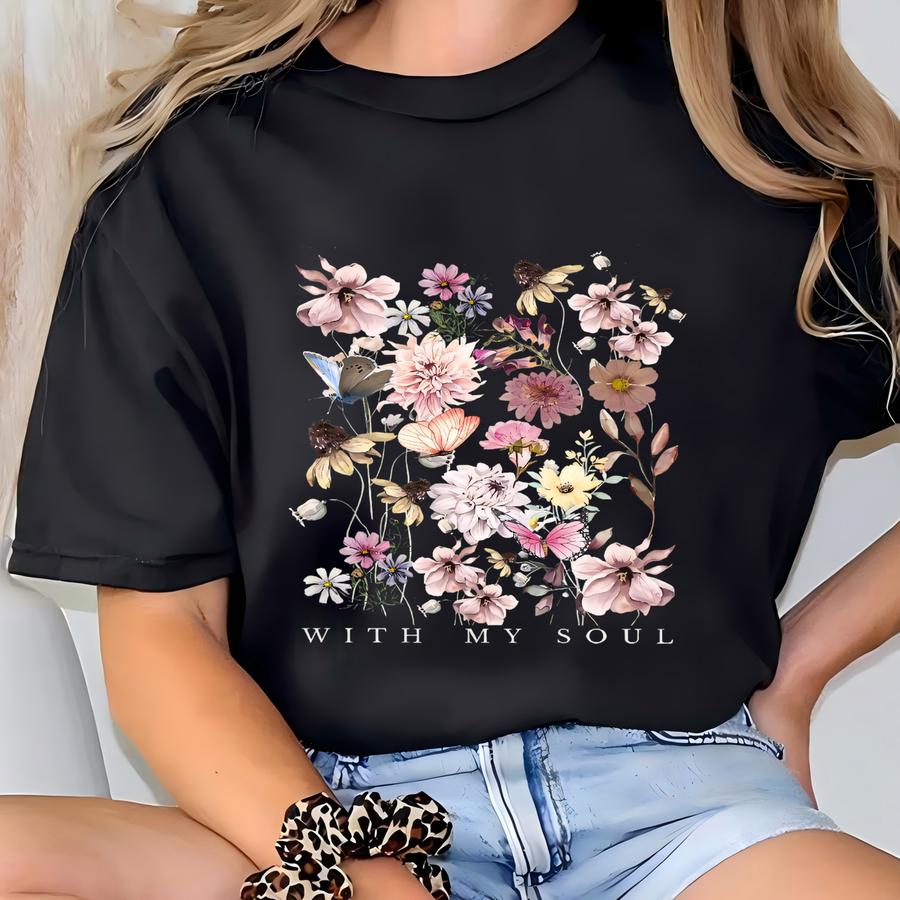 Christian Sweatshirt, It Is Well With My Soul Vintage Floral Tee, Religious Women Gift, Jesus Apparel, Bible Verse Sweatshirt, Faith Shirt T-shirt