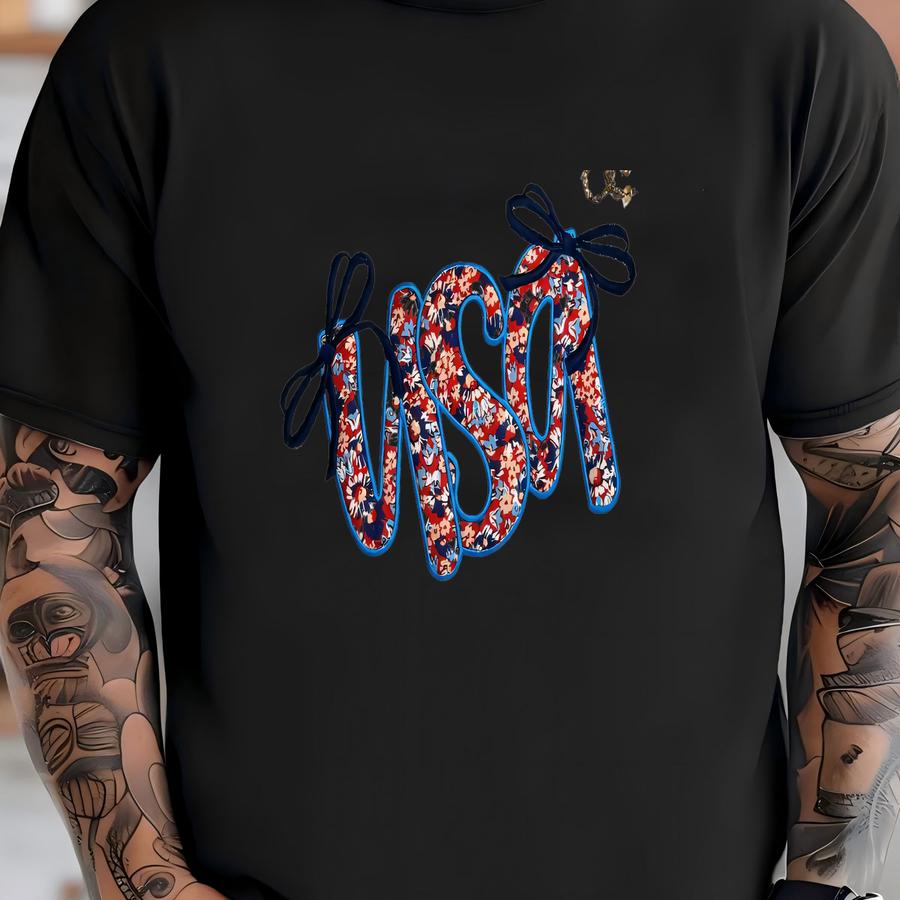 Coquette Usa Sweatshirt, Cute Girly American Flag Shirt, 4th Of July Usa Pullover, Patriotic America Aesthetic Sweatshirt T-shirt