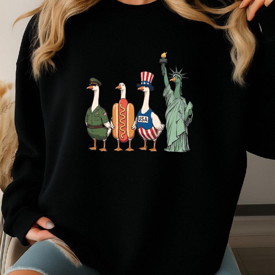 Just A Patriotic Goose 4th Of July Shirt, Silly Goose Usa Shirt, Funny Goose Tee, Independence Day Meme Shirt, American Fourth Of July Shirt Sweatshirt