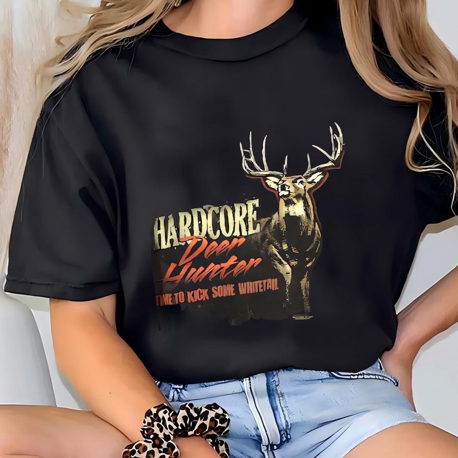 Vintage Deer Buck Wear Hoodie Sweatshirt Large Hardcore Deer Hunter Brown Pullover Deer Wildlife Habitat Jumper Deer Wildlife Sweater Size L T-shirt