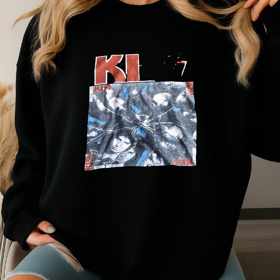 Vtg 80s Kiss Crazy Nights 1988 Uk Tour Single Stitch Rock Band Graphic Tee T-shirt Gene Simmons M/l Sweatshirt