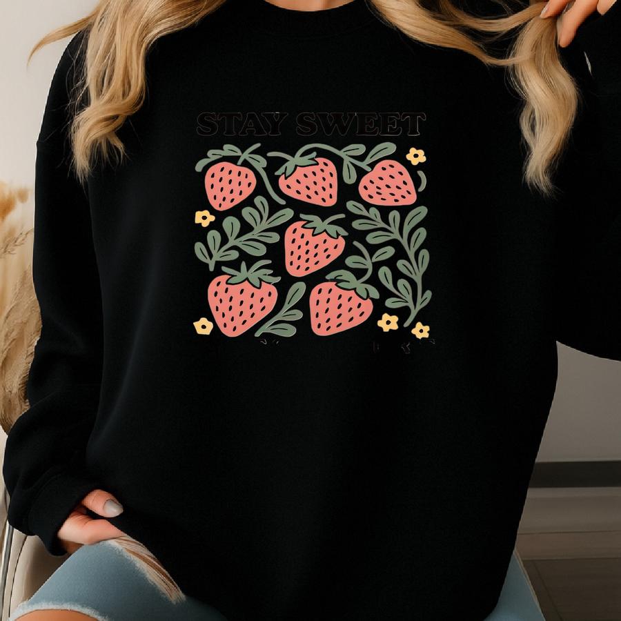 Boho Christian Strawberry Shirt Fruits Of The Spirit Bible Verse Shirt Retro Jesus Apparel Cottagecore Top Floral Graphic Tee Sweatshirt