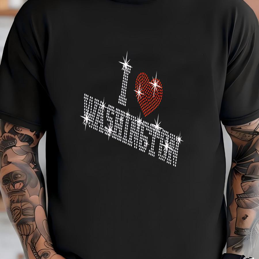 Rhinestone I Heart Washington Hat: Game Day  T-shirt